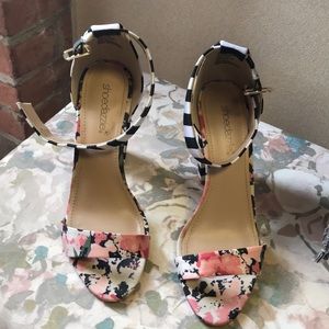 Floral and striped heels